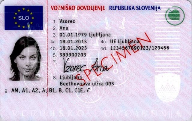 slovensko vozniško dovoljenje