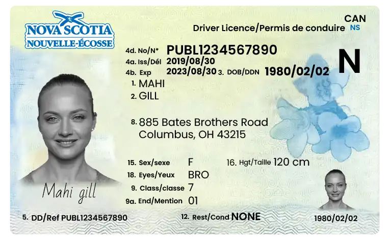 Buy Nova scotia drivers license